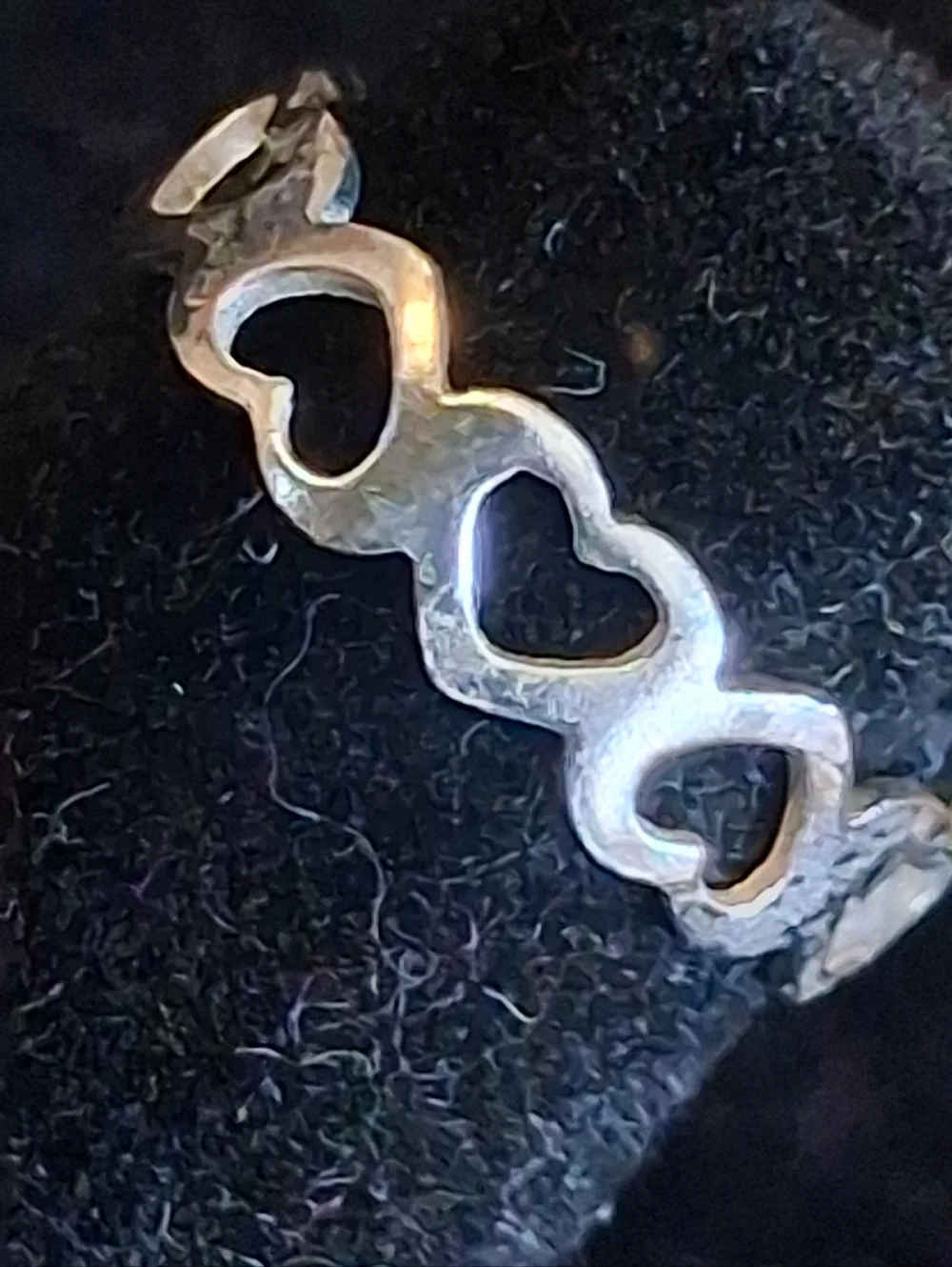 Sterling Silver Heart Link Child's Ring Size 2 Adjustable